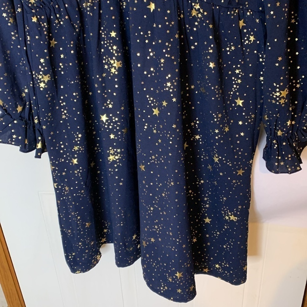 SHEIN navy blue with gold stars faux wrap dress size 1XL - Picture 5 of 7